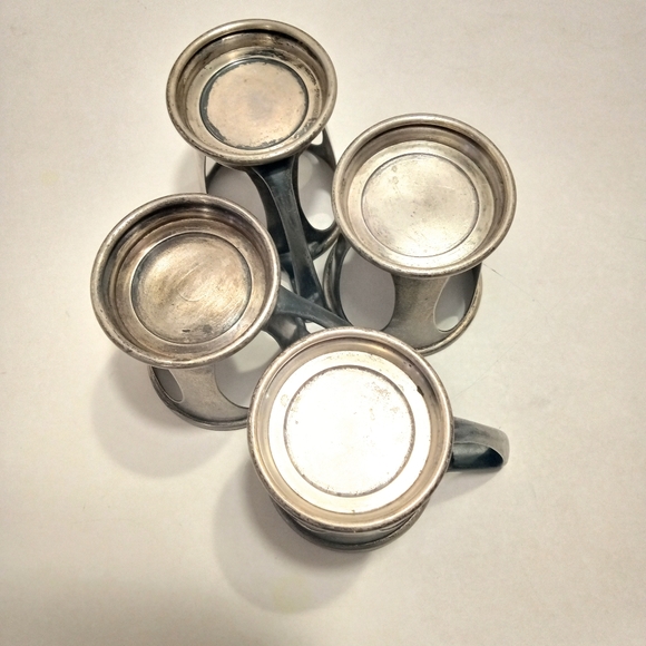 Soda Fountain Ice Cream Cup Holder Set Of 4 Vintage Retro Metal Lily Fountain - Picture 7 of 8